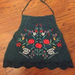 Floral embroidered urban halter top