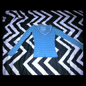 💎Teal sweater with white stripes and lace💎