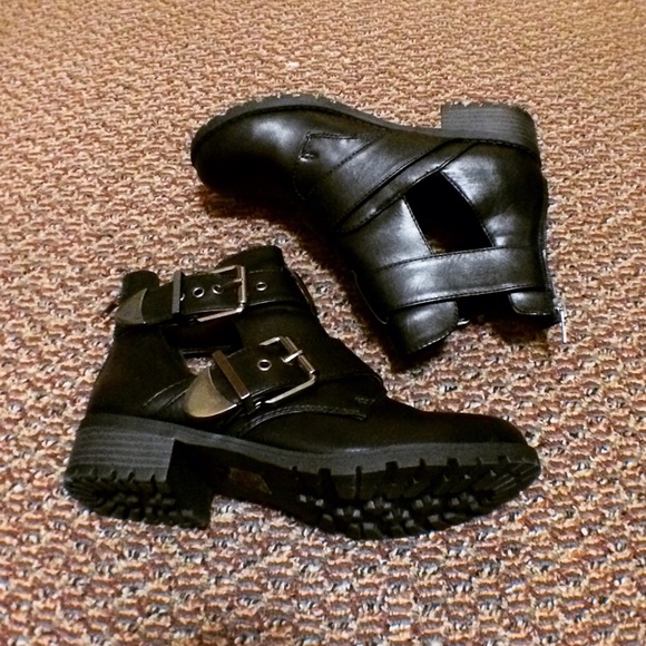 Charlotte Russe Black Ankle Buckle Booties