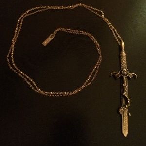 Vanessa Mooney Crimson Cross Sword/Rose Necklace