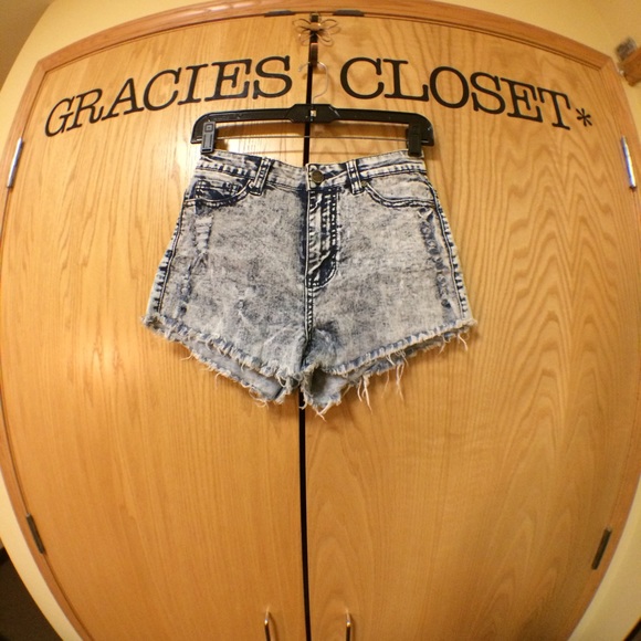 Acid Wash High Waisted Shorts