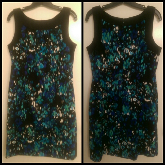 AB Studio short sleeveless blue black teal size 12