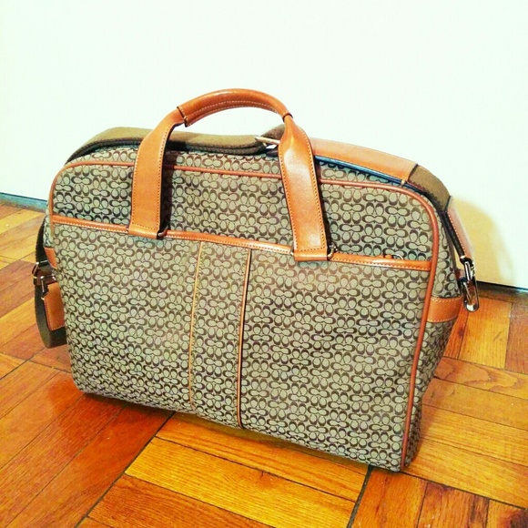 COACH Tan Signature Logo Laptop Bag/Briefcase