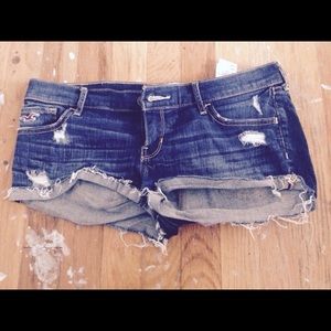Hollister distressed medium wash shorts