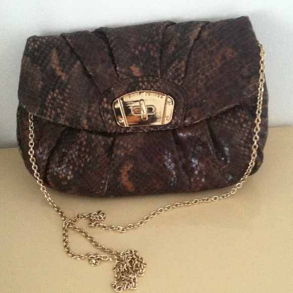 Henri bendel snakeskin brown handbag