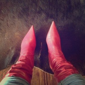 Hot pink leather boots