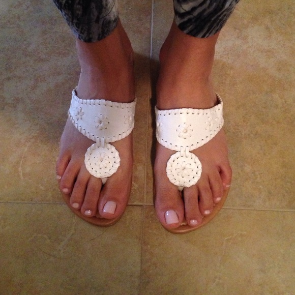 White slip on sandals