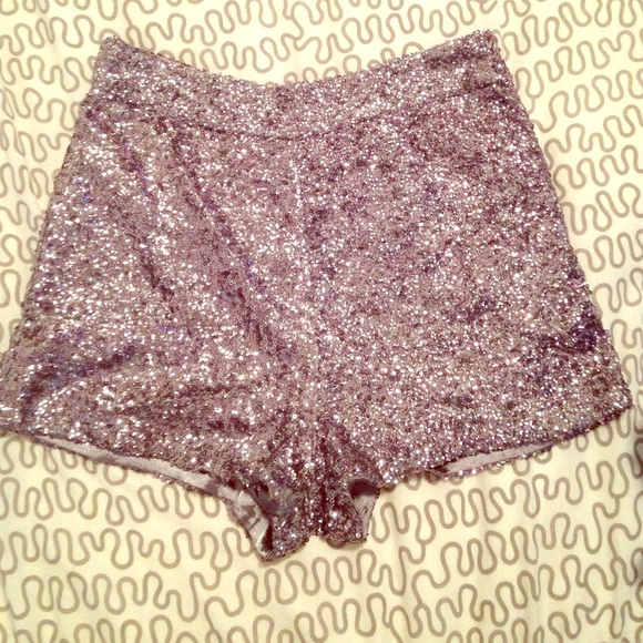 Silver sequin high waisted shorts