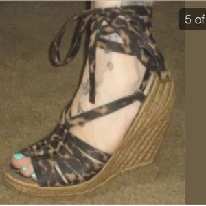 Sam Edelman leopard wedge espadrilles sandals