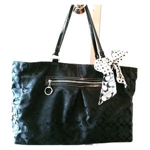 Black coach tote/ diaper bag with scarf! 100% auth