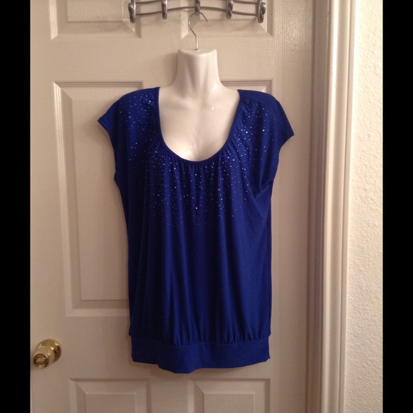Cato Tops - Blue rhinestone top