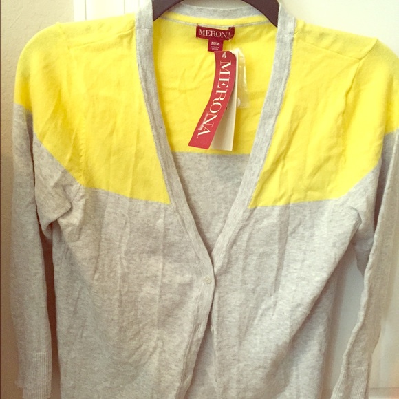 NWT Grey and Yellow Cardigan