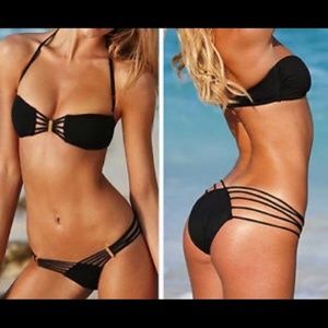 Small Black Strappy Bikini Bottoms