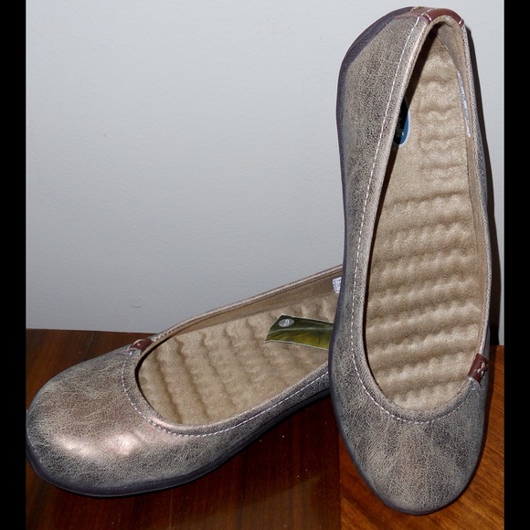 Sz 8 Dr Scholl's Bronze Slip On Ballet Flat Shoe