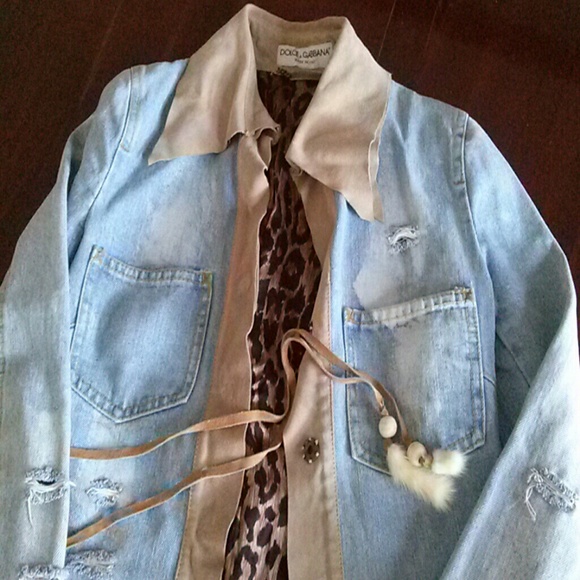 Dolce and gabbana distressed denimjacket sz 38