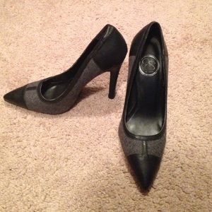 Grey and black pumps