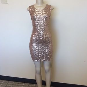 Topshop NYC Rose gold sequin tight fitting dress