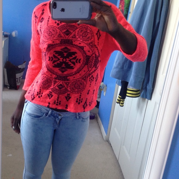 neon pink Aztec pattern shirt