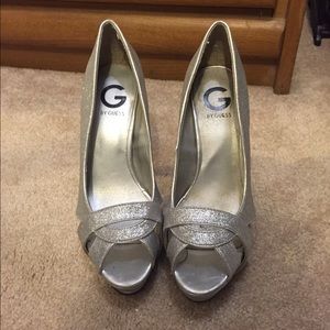 Silver glitter heels