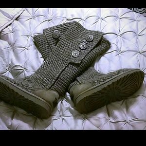 Gray Ugg Cardigan Boots
