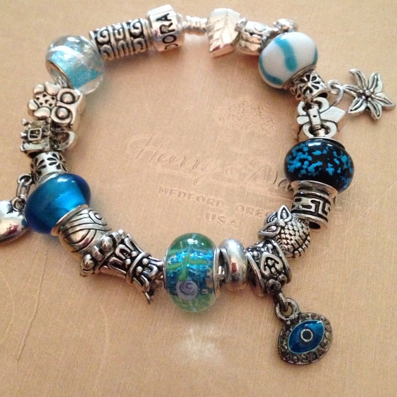 Sterling silver Pandora style bracelet