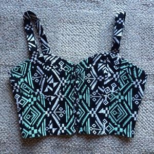 Tribal mint crop top