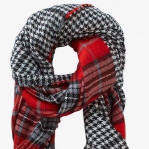 NWT EXPRESS HOUNDSTOOTH PLAID BLANKET SCARF RED