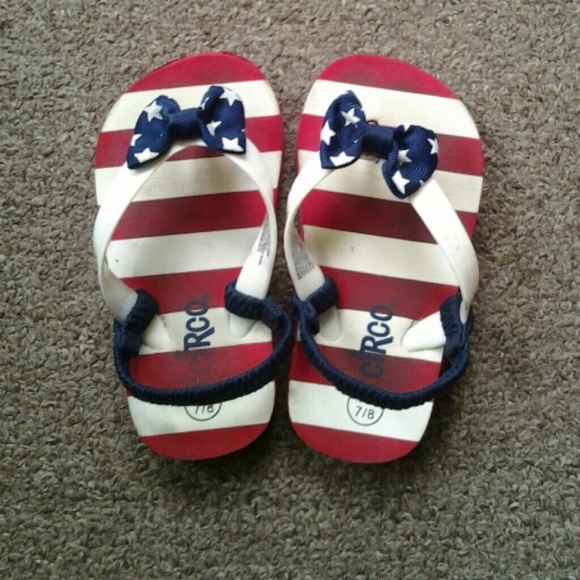 Lil girls stars n stripes flip flops