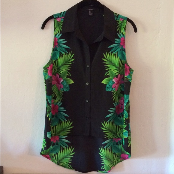 Forever 21 Hawaiian Floral print High Low blouse