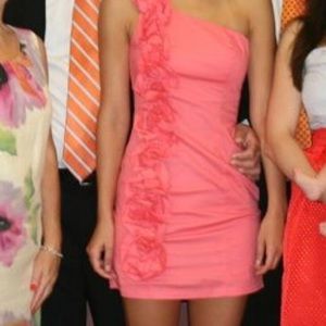 Coral one shoulder dress