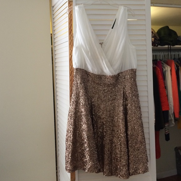 White and Gold sequin and chiffon dress