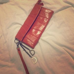 Burnt orange wristlet