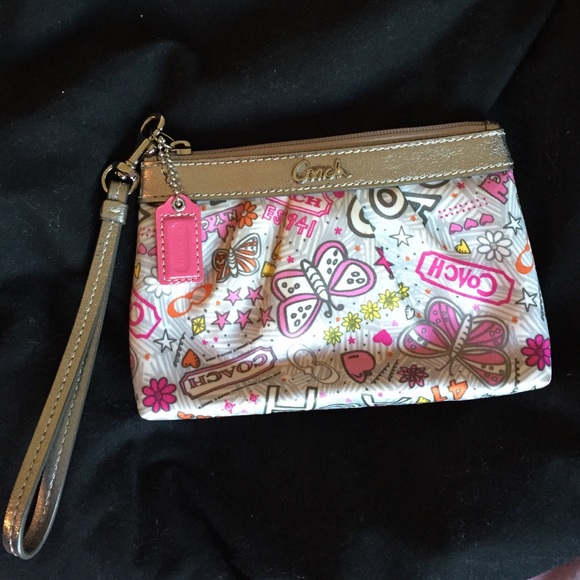 Coach Butterfly Graphic Wristlet