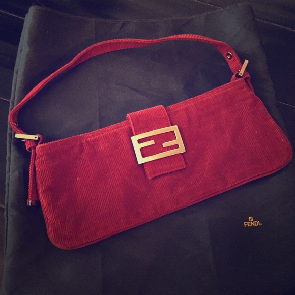 ✨Host Pick✨Fendi pochette bag in red corduroy