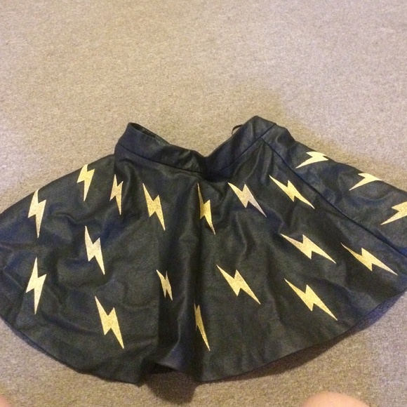 Lightning bolt leather circle skirt