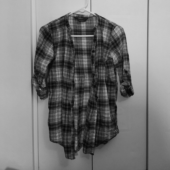 Long black and white button down.