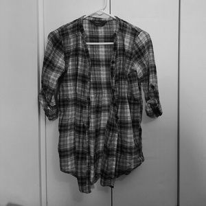 Long black and white button down.