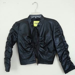 Faux Leather Crop Jacket