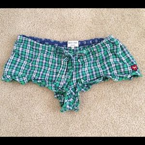 Navy and Green Gingham Sleep Shorts