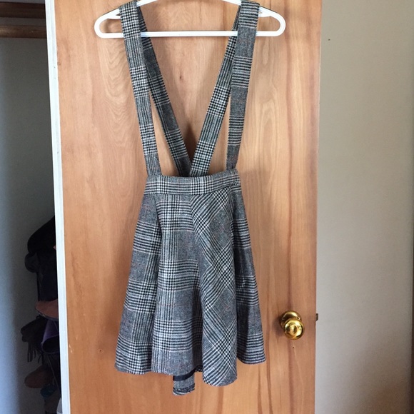 Plaid suspender skirt
