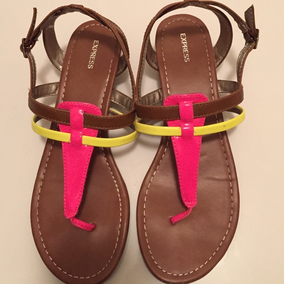 Neon & brown sandals
