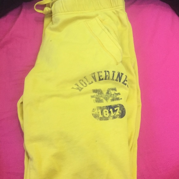 Yellow and Navy Victoria secret pink sweatpants