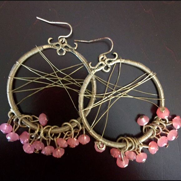 Gold Hoop/Bead Earrings