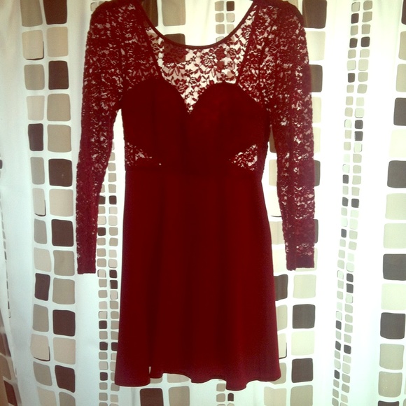 A beautiful red sexy lace mini dress