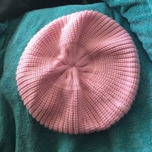 Pale pink knit beret