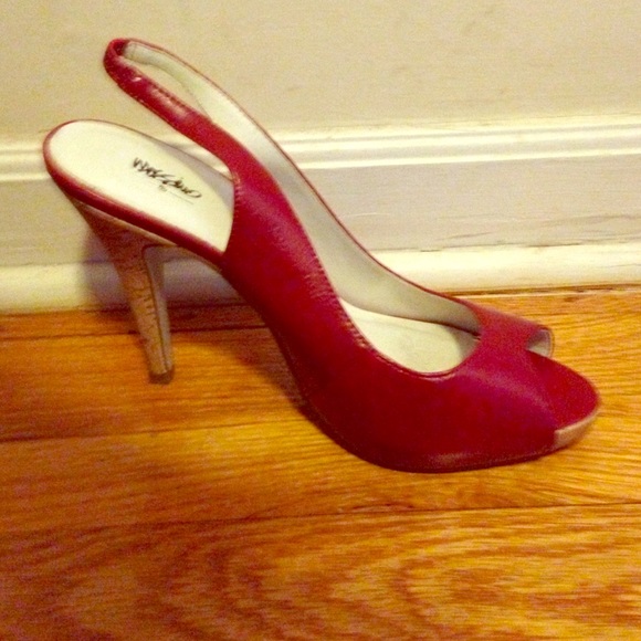 Red open toe heels
