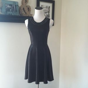 🆕 EIGHT SIXTY Black Beaded Neck Fit & Flair Dress