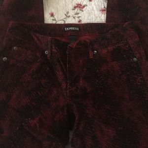 Faux snake print red pants