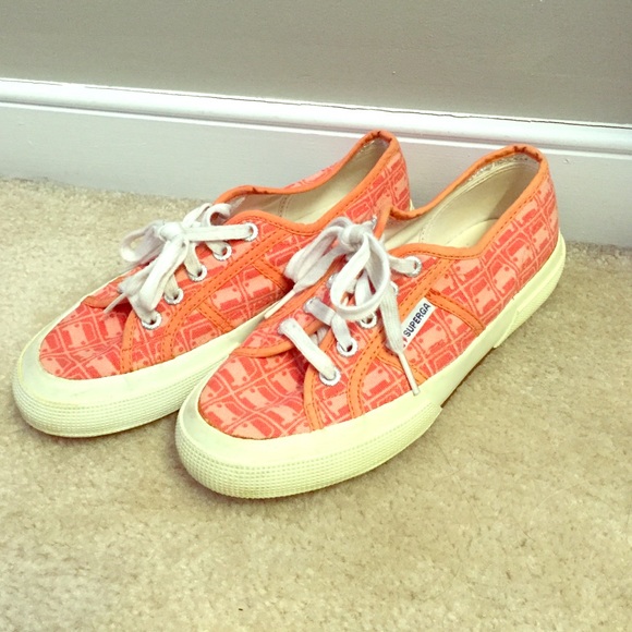 Superga Coral Printed Sneakers--like new