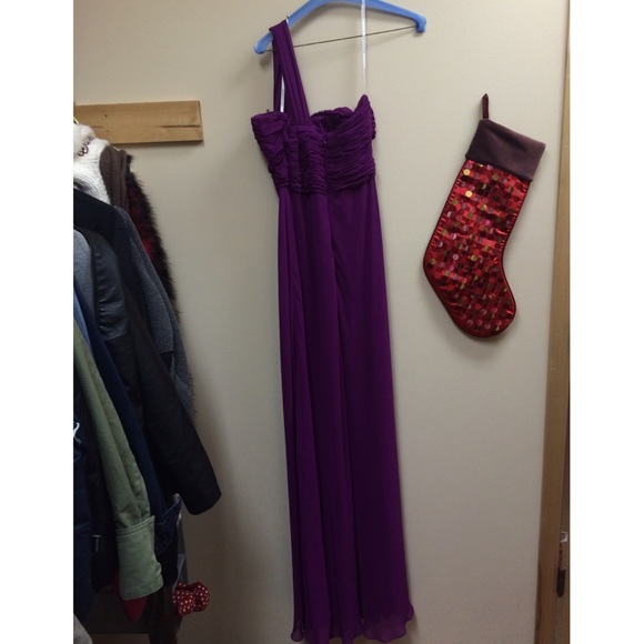 Magenta One Strap Prom Dress - Picture 2 of 3